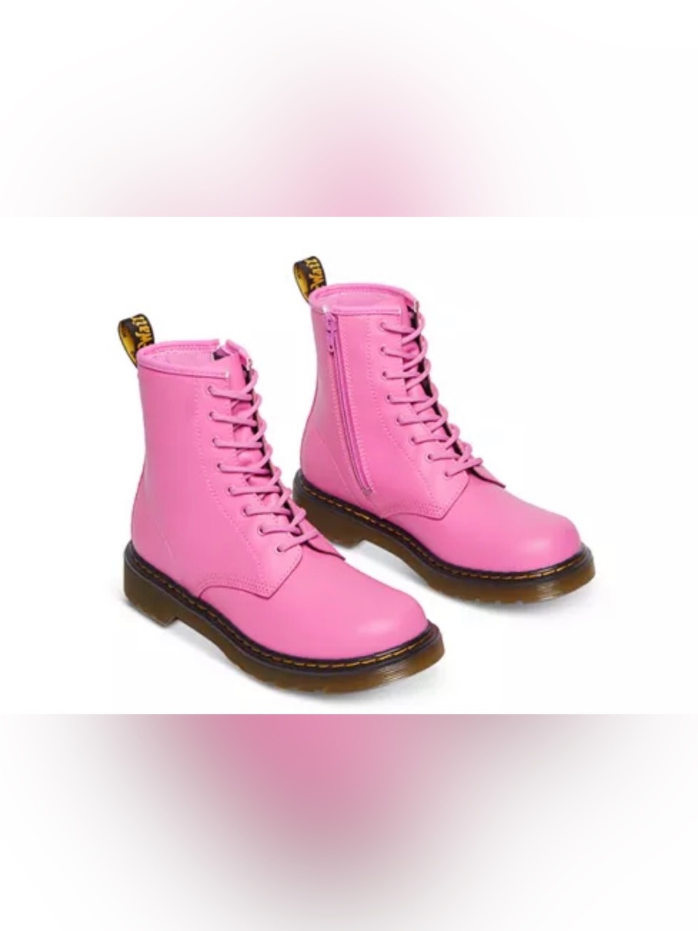 NWT Girls 1460 Romario Thrift Pink Lace-Up Combat Boots 3